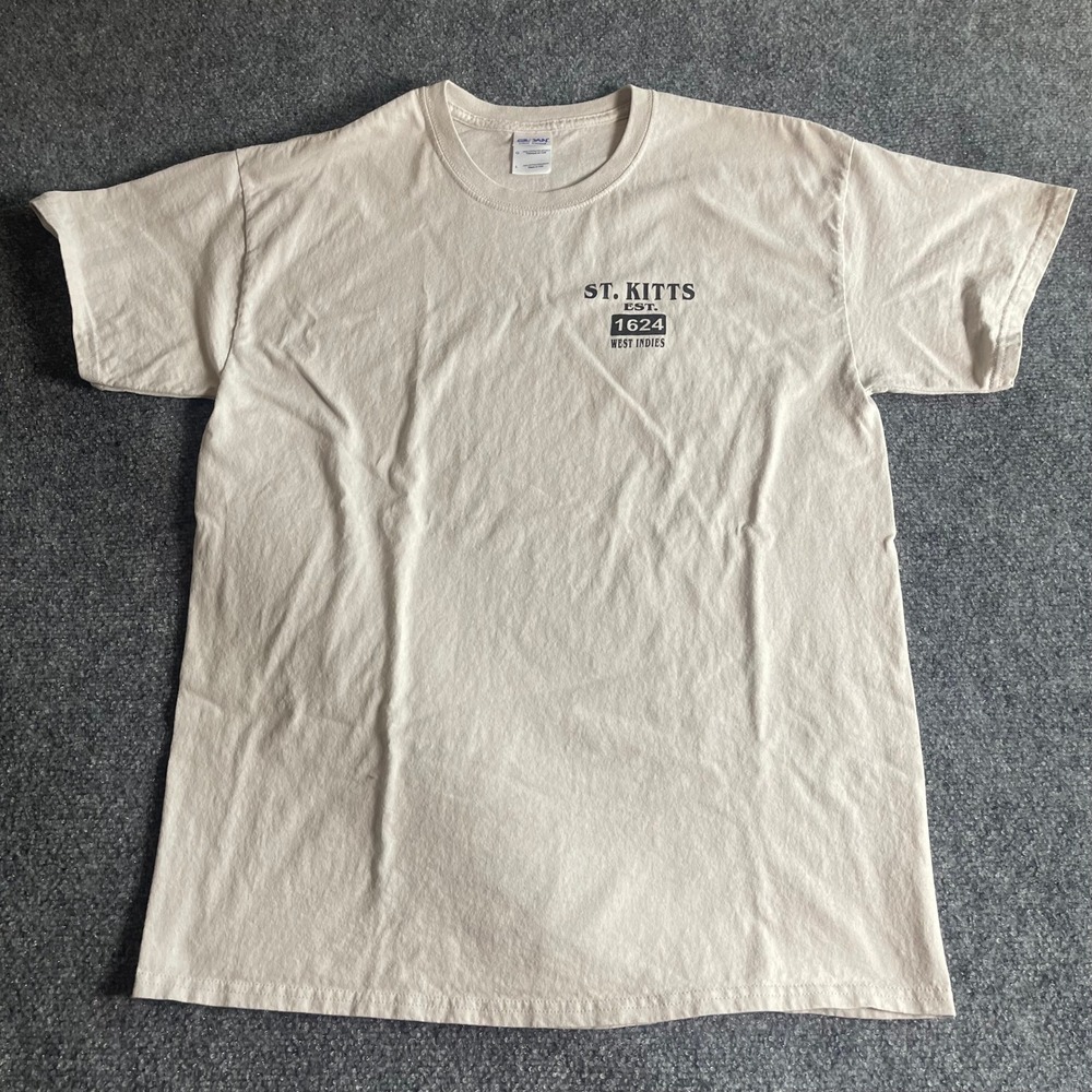 Gildan Ultra Cotton St Kitts West Indies Graphic T-Shirt Mens Large Beige 409